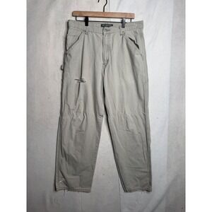 Levis SilverTab Carpenter Pants Mens 34x34 Distressed Khaki‎ Tan Cotton Canvas